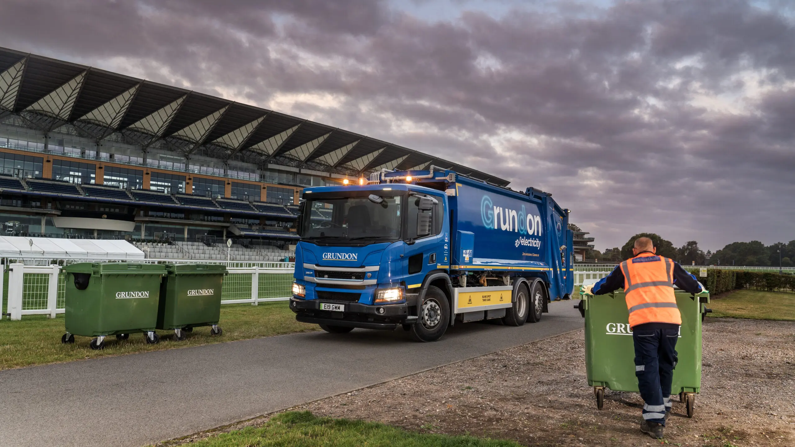 Grundon's zero emission fully electric waste collection vehicles helped contribute towards Royal Ascot's sustainability journey 