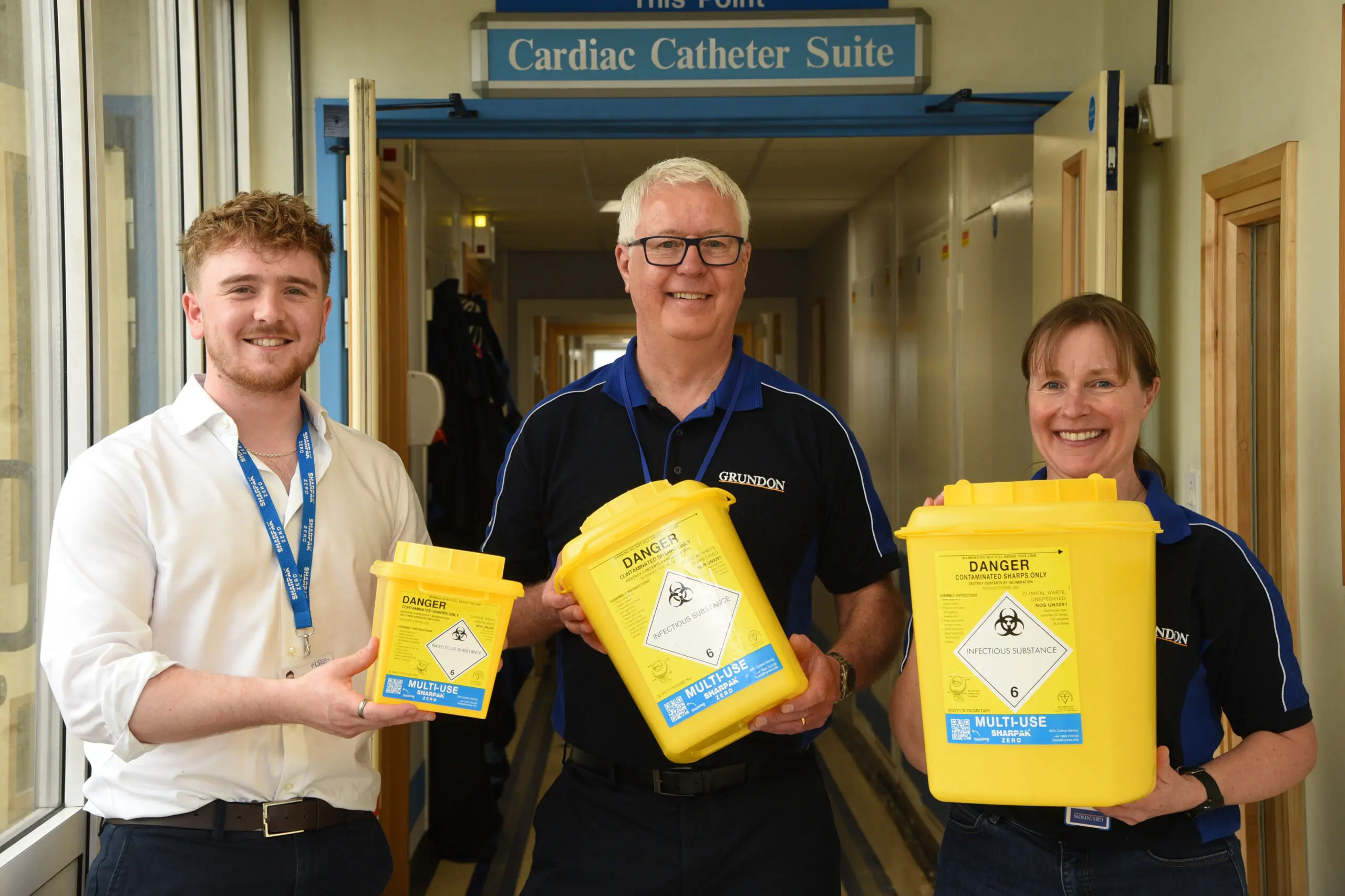 Delivering carbon savings - George Cooke, Sales Support and Marketing Specialist at Inpress Precision, together with Grundon’s Andy Stratton, Commercial Manager – Clinical, and Becky Lillywhite, Contract Manager – Clinical.