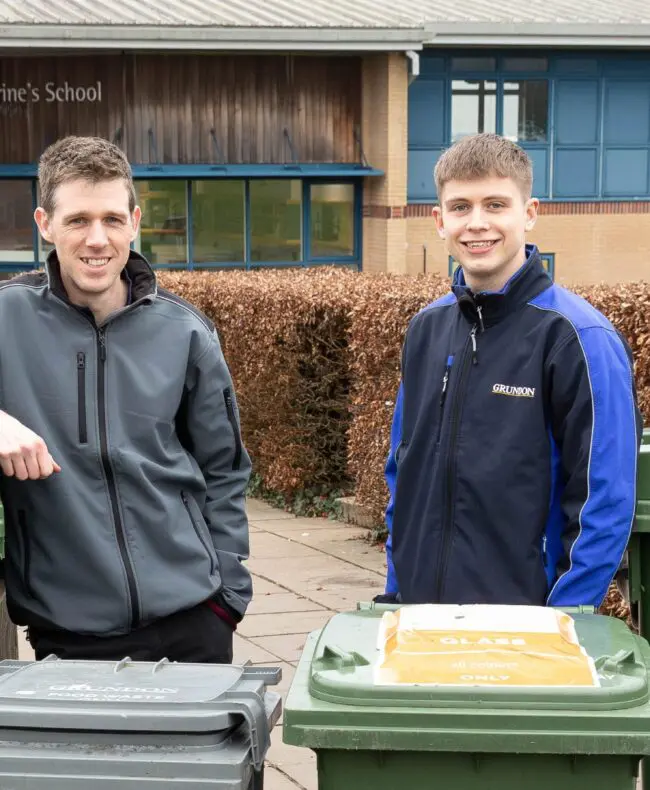 Alex Poulton of St Katherine’s School with Charlie Powell of Grundon Waste Management