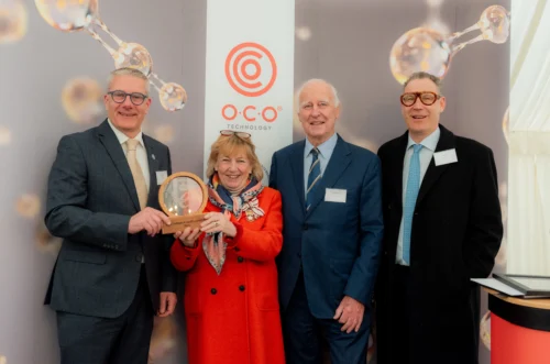 The Lady Dannatt, MBE, HM Lord-Lieutenant of Norfolk is pictured (l-r) with Steve Greig, Norman Grundon and Neil Grundon, as she presents the King's Award for Enterprise: Sustainable Development 2024